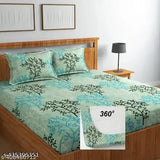 Glace cotton double bed sheet, super soft and botanical-patterned, fits 78x72 inches, includes 2 pillow covers