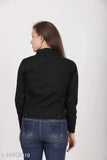 Solid denim long sleeve jacket, Flying Girls design, size S-XL, women's trendy denim jacket from India