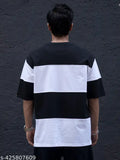 Colorblocked cotton long-sleeve men's t-shirt, white with various hues on display, size M from India