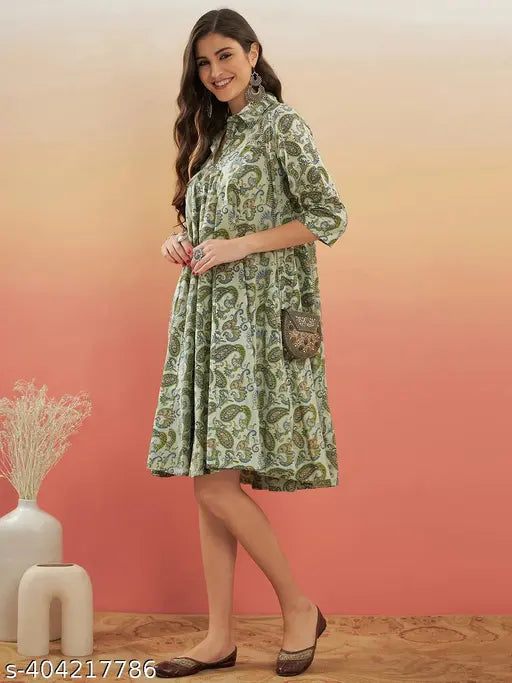 Maroon printed rayon 3/4 sleeve collared kurta for women, stylish ethnic wear