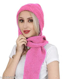 Pink wool cap, pink muffler scarf