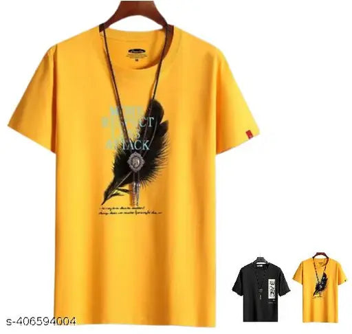 Elegant printed cotton blend half sleeve t-shirt for men, motivational quote "Dream Big, Work Hard, Make It Happen", soft, breathable, durable, made in India