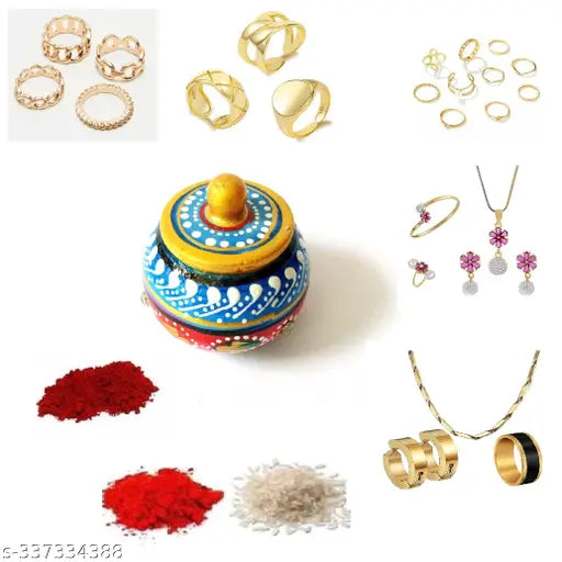 Marble Aquarius Sindoor DaniKumkum Box, traditional Indian decorative showpiece set of 1, handcrafted with gold painting and kundans, 7cm x 5cm x 7cm