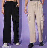 Beige linen cargo pants with two pockets