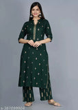 Rayon printed fabric Palazzo set, women's Kurta with three-quarter sleeves, Indian ethnic wear
