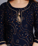 Rayon Anarkali Kurta with 3/4 Sleeves, Printed Combo, Gold Details - Stylish and Trendy Women's Fashion from India