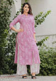 Rayon printed net kurta palazzo set with dupatta and pants, women's three-quarter sleeve fashion from India (S-XXXL)