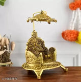 Metal oval Singhasan for Ganesha & Krishna idols, Indian-made, 13cmx20cmx14cm, auspicious home decor or gift
