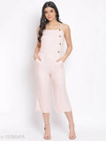 Peach viscose jumpsuit by Oxolloxo, sleeveless and regular fit for women