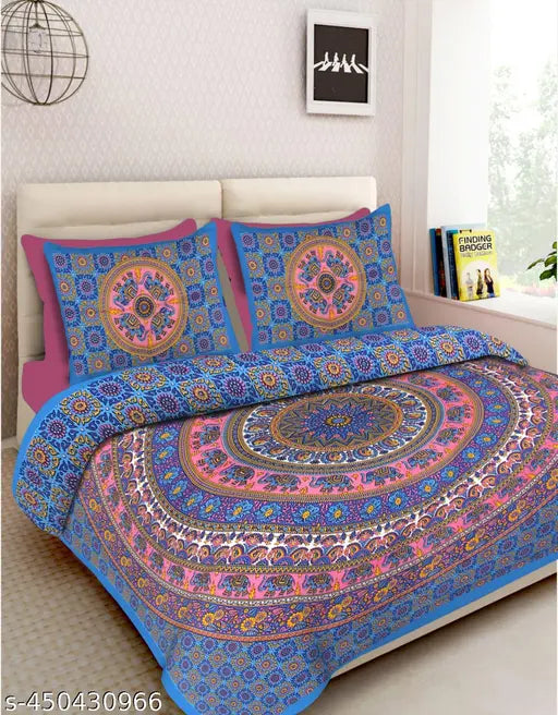Luxury double bedsheet, soft and comfortable cotton weave in a stylish grid pattern