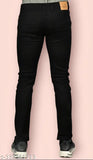 Black men's slim fit jeans with zip closure