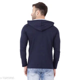 Blue cotton-blend long sleeves hoodie by Blisstone, solid design, size S (38 in chest, 26 in length)