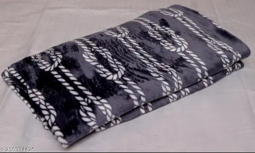 Grey microfiber AC blanket, lightweight fur chain - eGizmo's double-layered printed design for cool room use