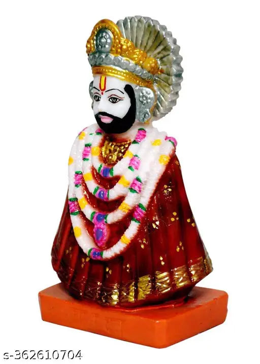 Multicolor marble Shri Khatu Shyam Ji statue, traditional Indian god idol for home decoration (L 85 x H 155 CM)
