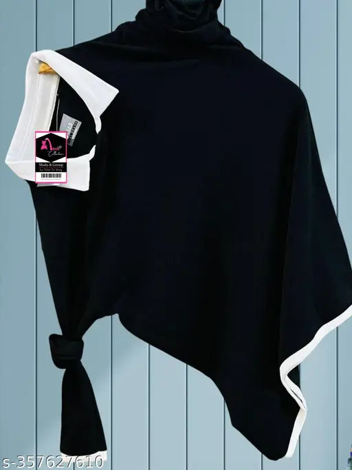 Black cotton men's t-shirt with full sleeves and attached collar, stylish design for everyday wear, made in India