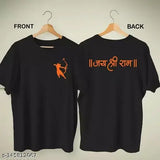 Printed cotton blend round neck Ram t-shirt, Bhagwan Ram Hinduism faith tee, Ishvar design on black