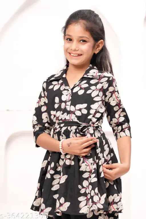 Cotton printed coord set for girls aged 7-13, self-designed Indian outfit with short sleeves and loose fitting