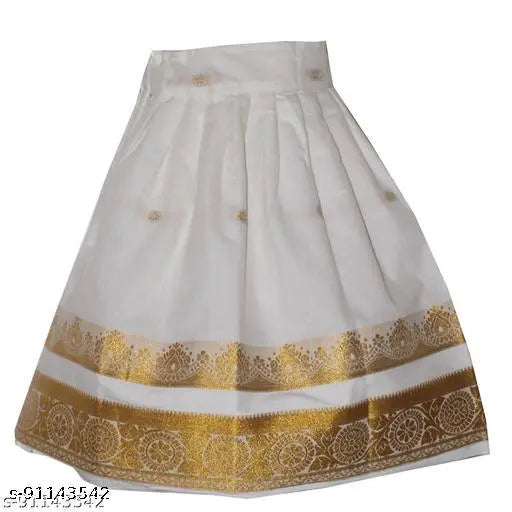 Cotton Silk Kids' Trendy Pattu Lehenga Choli with waist belt, solid color, India origin