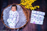 GOTS certified organic bamboo cotton baby swaddle, abstract print - soft & comfortable for newborns