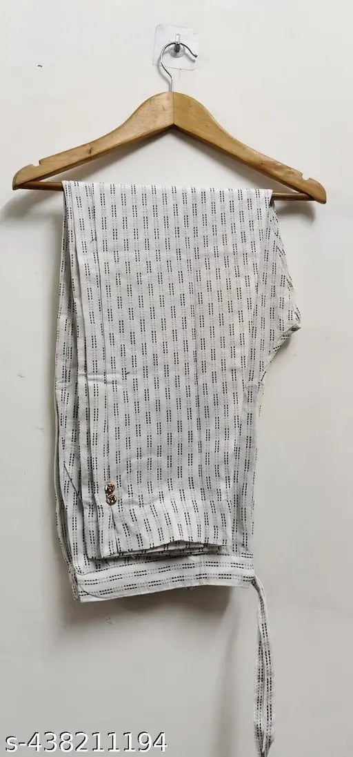 Cotton pants combo pack: 3 pieces in Black, White, and Beige - Women's printed net pants with side pockets