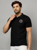 Men Embroidered Half Sleeves Polo Neck T-shirt