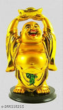 Resin Feng Shui Laughing Buddha statue with money ingot, auspicious wealth bringer for home decor (12cm)