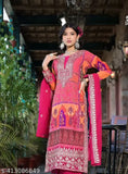Red faux georgette heavy work suit with sequins and embroidery