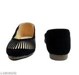 Black synthetic leather ballerinas from UK Collection - stylish and comfortable women's or girls flats with slip-on design, solid pattern