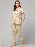 Light rayon night suit, printed net pattern, comfortable pyjama set for women