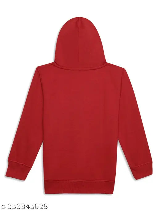 Maroon Printed Hooded Cotton Fleece Sweatshirt for Boys
