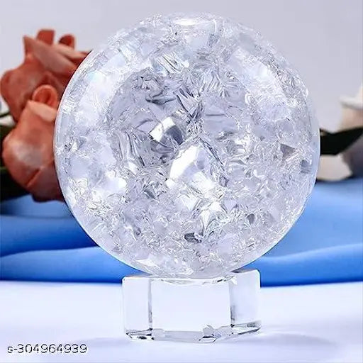 Clear crystal spinning ball for water indoor fountain (5cm). Elevates home or office decor, India-crafted