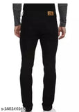 MOD slim men's cotton blend black jeans, solid black denim on hanger