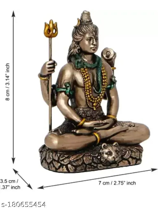 Indian cold cast bronze meditation Shiva statue for car dashboard, traditional religious decor