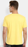 Asm Soid yellow men's round neck cotton-blend t-shirt, solid design in M (38in/26in), L (40in/27in), XL (42in/28in) - stylish and comfortable for summer and autumn seasons. Made in India