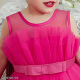 Pink satin tulle ruffle sleeveless party gown