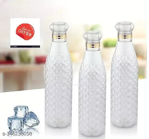 Durable, unbreakable plastic water bottles - 1000ml, set of 3 for office, sports, travel, gym, yoga - leak free, BPA-free, clear design