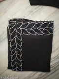 Georgette saree, black, with sequined border and decoration