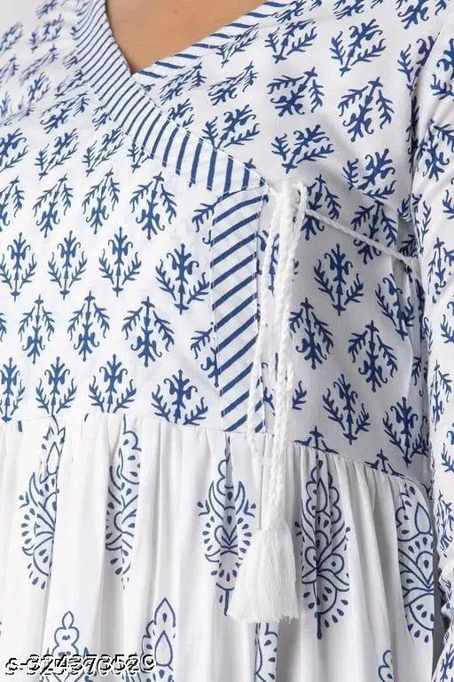Blue and white kameez with embroidery details