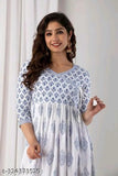 Singal blue embroidered kameez with flared sleeves and waistband