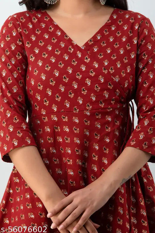 Red cotton women's short kurti