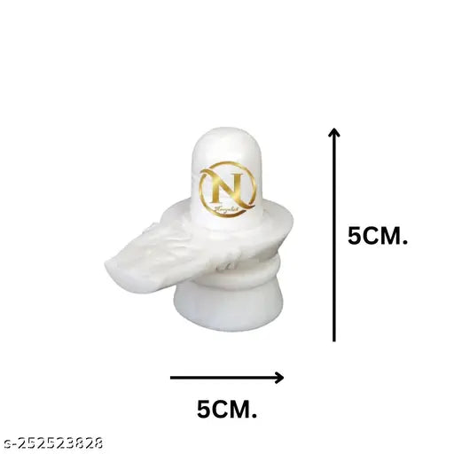 White marble Shiva Lingam idol, 9cm, decorative showpiece, religious statue.