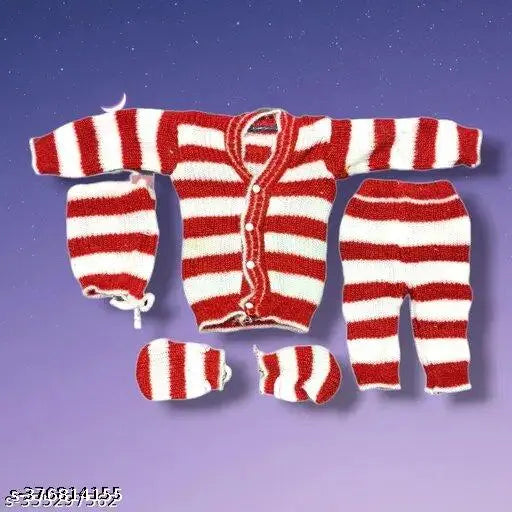 Wool striped long-sleeve newborn winter suit, Indian baby clothes for infants