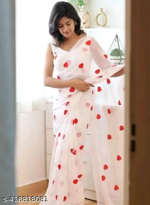 Trendy Georgette embroidered work sari