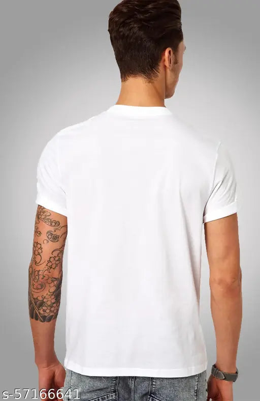 White printed t-shirt for lovers, polycotton, short sleeves, trendy design, high-quality premium, India origin