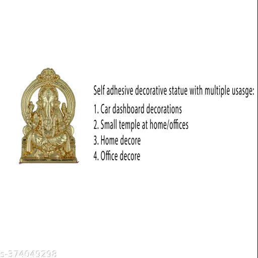 Metal Ganesh idol, self-adhesive, 5cm religious figurine for home or car dashboard