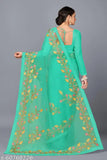 Mint green designer net saree with solid blouse and art silk embroidery, ideal for weddings and social gatherings, soft net fabric, free size, origin India (124 characters)