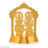 Gold-plated antique Lakshmi Ganesh home decor temple statue, 11 cm x 14 cm x 3 cm, ideal for Pooja and Diwali gifting