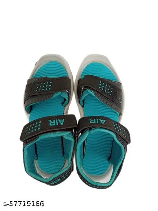 Teal and black boys sandals with sporty sole, blue straps