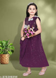Georgette, sleeveless, embellished net dress for toddlers & preschoolers aged 12-4 years, made in India