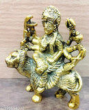 Golden metal Durga Maa idol statue (10cm x 8cm x 11cm), traditional Hindu showpiece for puja without base